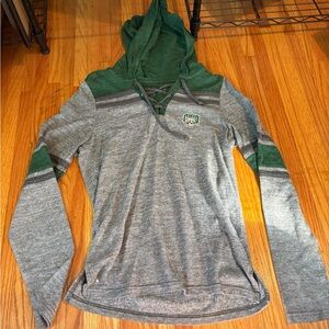 Ohio university Women's Green and Gray Lace-Up Hoodie